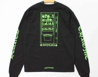 Chrome Style Aoyama Tokyo Japan VIP Hearts Store Limited SS22 Long Sleeve Black Cotton Tee 1:1 Hand Done