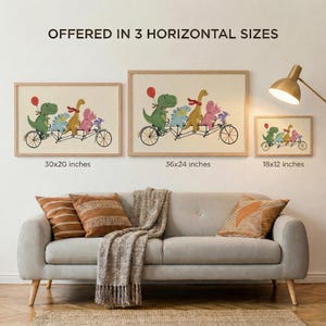 Dinosaur Bike Parade Print Nursery Decor Kids Room Arte image 3