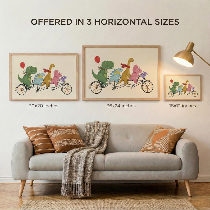 Dinosaur Bike Parade Print Nursery Decor Kids Room Arte image 3
