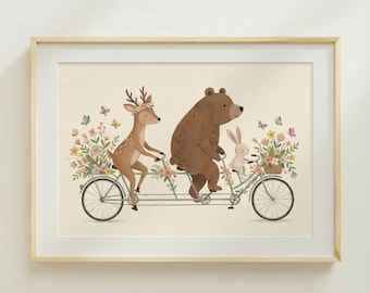 Animal Bike Parade Print kinderkamerinrichting kinderkamer arte