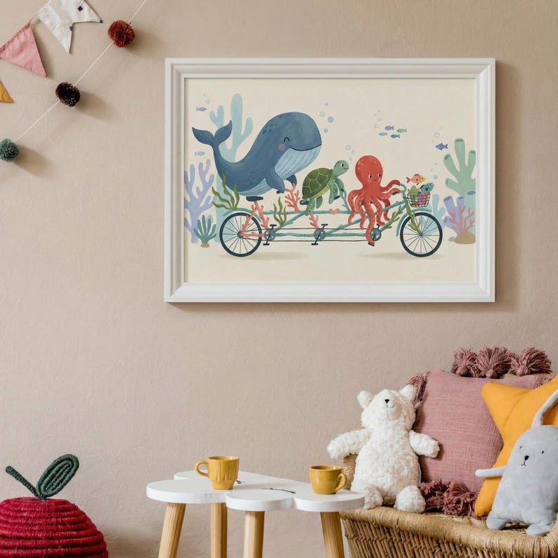 Zeedieren Arte Kwekerij Decor Oceanische Animatie Animer Poster afbeelding 5