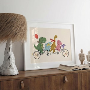 Dinosaur Bike Parade Print Nursery Decor Kids Room Arte image 2