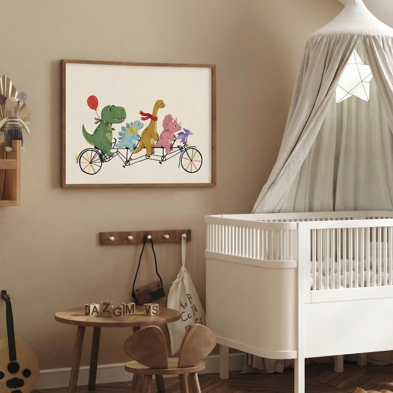 Dinosaur Bike Parade Print Nursery Decor Kids Room Arte image 4