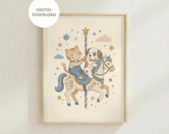 Nursery Decor Carousel Animals – Arteful Kids Room Arte Print