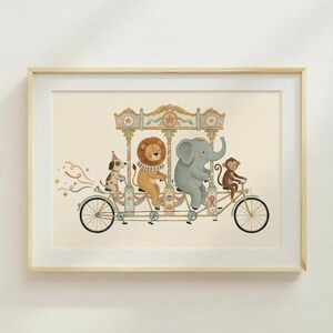 Circus Animal Bike Animer Poster Kids Room Arte