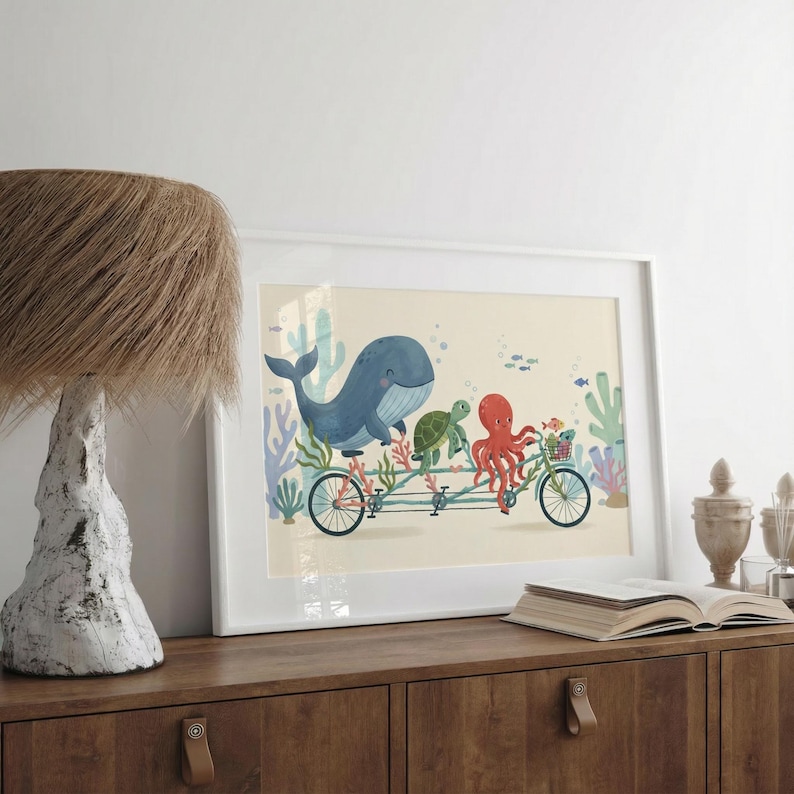 Zeedieren Arte Kwekerij Decor Oceanische Animatie Animer Poster afbeelding 4