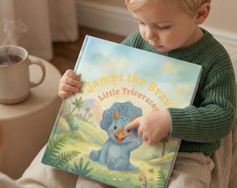 Personalised Dinosaur Story Book – Custom Name Adventure for Kids (1st Birthday Gift)