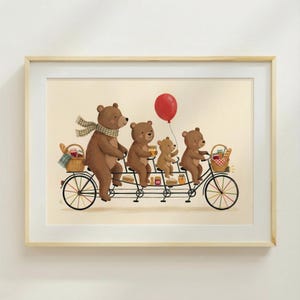 Bear Family Picnic Animer Poster Kids Room Arte