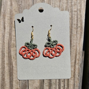 Embroidered Abstract Style Pumpkin Earrings - #3