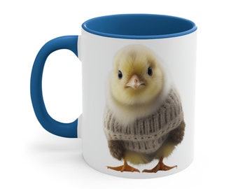 Easter Chick Mug, Cute Chick, Easter Mug, Chick Wearing Sweater, Baby Chick, Chick In Clothes, Easter Mug, Chick Mug, Gift Mug