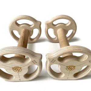 Wooden parallettes for Calisthenics / Push up bars / Gymnastics bar / multiple training positions / Strength Equipment