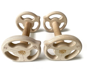 Wooden parallettes for Calisthenics / Push up bars / Gymnastics bar / multiple training positions / Strength Equipment