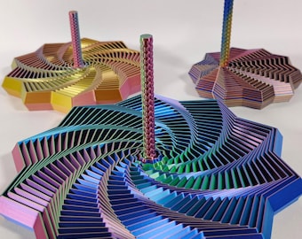Fidget Star with Handle: Hypnotic Visual & Sound Stress Relief Spinner, 3D Printed Desk Toy