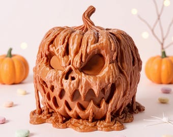 Melting Pumpkin Candy Bowl: Halloween Trick or Treat Decor, 3D Printed