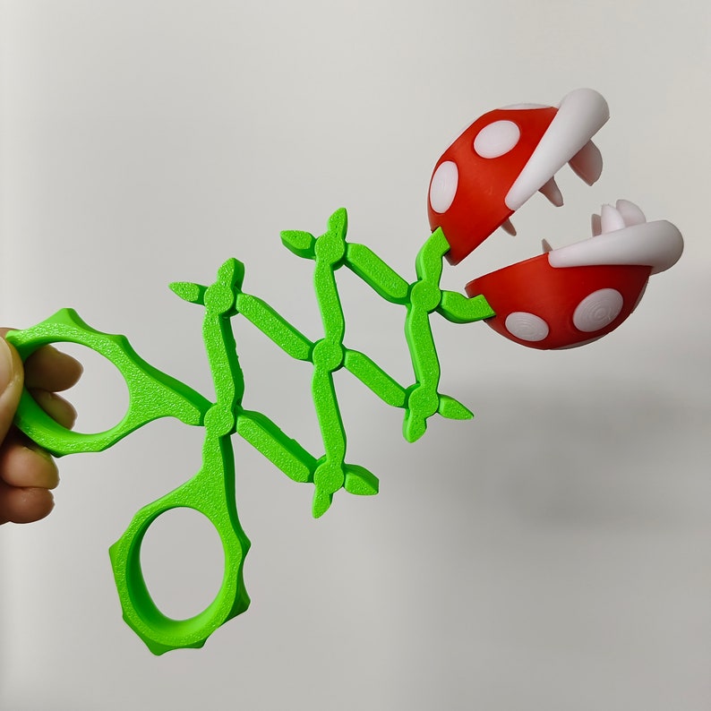 Mario Piranha Plant Extendable Grabber stress relief toys Gift creative and interesting Fidget Articulated Sensory toy 3D printed Fluorescent green