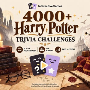 4000+ Harry Potter Trivia-utmaningar | Interaktivt webbläsarspel | 1–8 spelare | Digital nedladdning