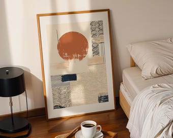 Japandi Terracotta Sun Print: Wabi Sabi Abstract Art (Digital Download)