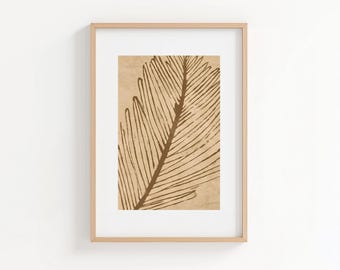 Palm leaf print, tropical boho wall art, neutral beach decor, minimalist botanical digital download