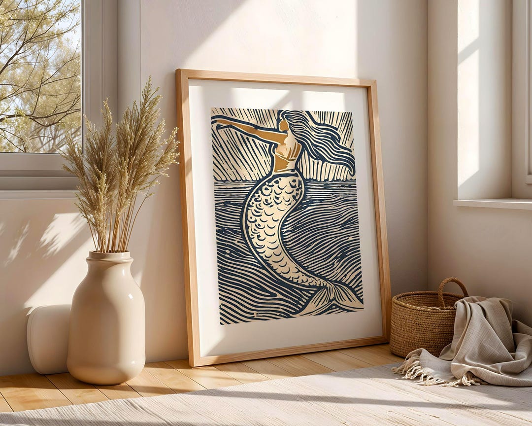 Mermaid Coastal Print: Abstract Ocean Wave Art (digital Download - Etsy