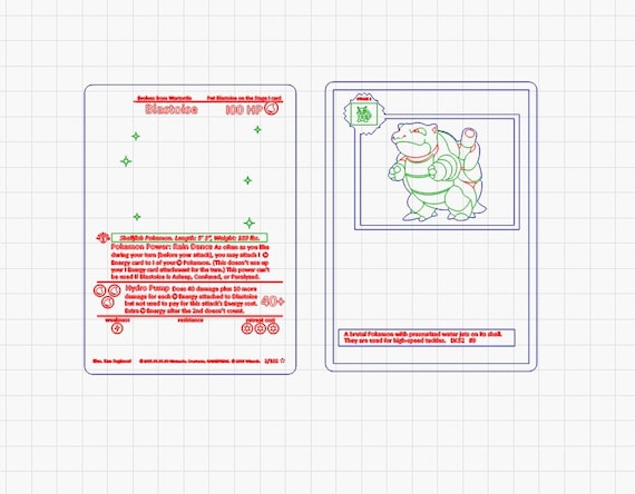 Blastoise base set Pokemon Card Vector SVG Laser Cutter File for wood