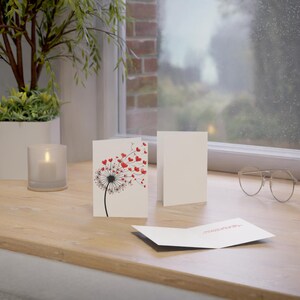 Grußkarten, Löwenzahn-Herz-Valentinstagskarte Geschenk, Briefpapier-Set, Liebesnotiz, Jahrestagskarte, Romantische Karte, handgemachte Karten