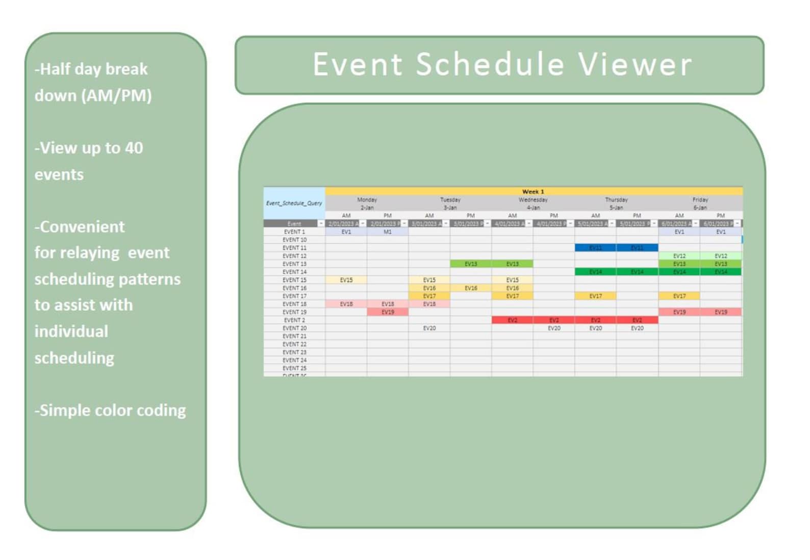 Schedule Template, Excel Spreadsheet, Planner, Schedule, Roster ...
