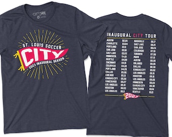 CITY Saint Louis Soccer inaugural season schedule t-shirt custom STL city signature inaugural design custom stl soccer city first tour