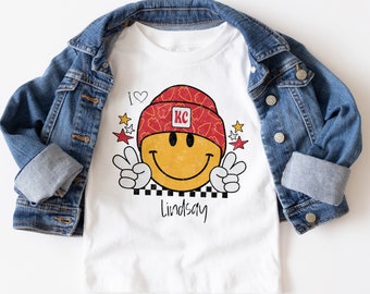 girls KC football shirts kansas city football shirts handmade trendy KC football adorable toddler kid girls design chiefs kansas city shirts