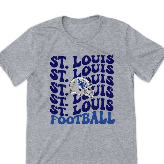 Saint Louis Football Shirt Retro Wavy Text Football Tee Trendy 