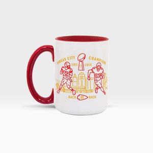 Super Bowl LVIII kansas city champions mug back 2 back super bowl LVII winners kansas city football mahomes kelce commemorative coffee mug