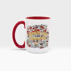 kansas city football champions mug 2023 season moments hand drawn art kelce big red mahomes 2024 championship mug commemorative