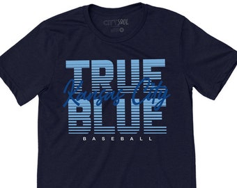 kc baseball true blue t-shirt custom kansas city baseball t-shirts dark and light kc baseball tees