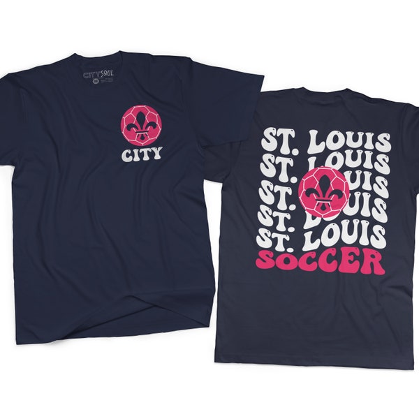 CITY St. Louis Soccer t-shirt custom trendy handmade STL city retro wavy text design custom stl soccer city dark tshirt dtf-mls-002