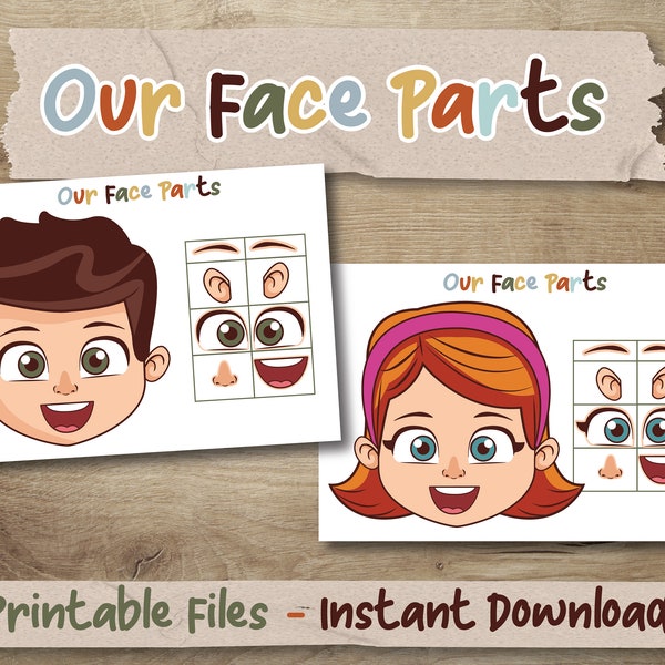 Our Face Parts Busy Book Montessori Activity Printable Toddler Busy Book Activities Quiet Book Homeschool Printable Kids 1 2 3 years old