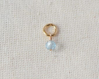 March Birthstone Aquamarine Gemstone Charm add on Charm Gold Filled Charm Sterling Silver Charm Birthstone Jewelry Making Birthday Charm