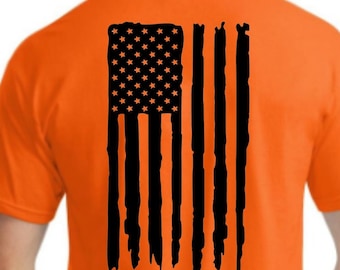 Hi Vis Construction Shirt: American Flag Patriot Safety Tee