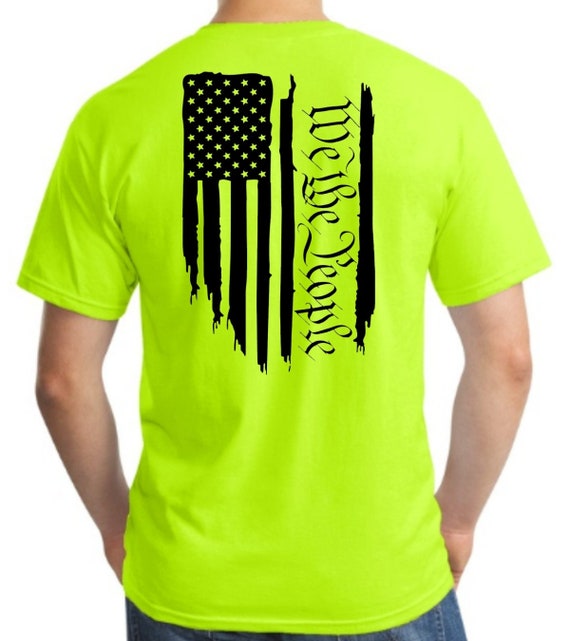 Hi Vis American Flag Shirt: Patriot Construction Safety Tee