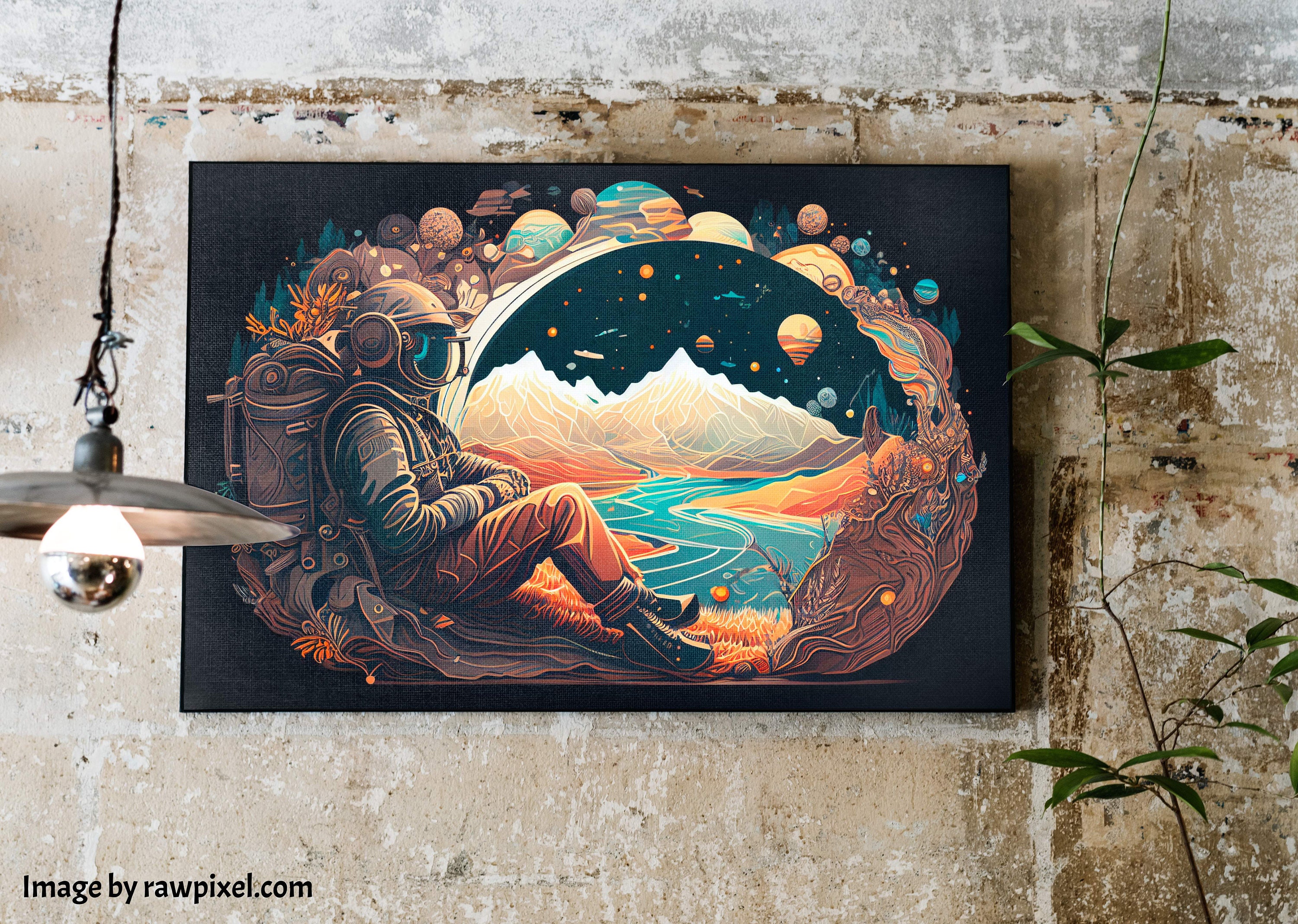 Retro Chill Astronaut Poster Digital Print Wall Art Trippy Abstract ...