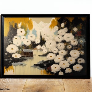Oil style Mountain Flower Digital Download Floral painting Various size High quality Wall art Poster print High resolution