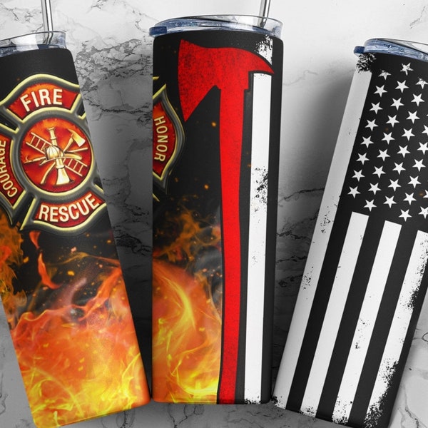 Fire Rescue Sublimation Tumbler wrap 20oz and 30oz tapered and straight png digital download