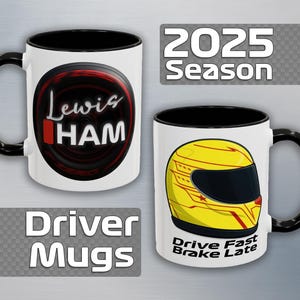 Lewis Hamilton F1 Mug, Formula 1 2025 Season, Motorsport Coffee Cup Gift