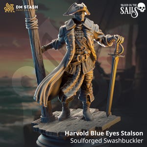 Harvold Blue Eyes Stalson - Soulforged Swashbuckler | DM Stash | Blood on the Sails | Resin | Fantasy | RPG | Tabletop Games | Character Mod