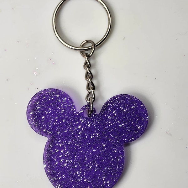 Mouse head glitter keychains, Glitter earrings, Mouse head earrings, Family Vacation Fun