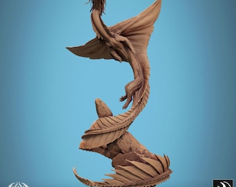 Dragón dorado metálico (rediseño de 2024) / Reescalado / Corazones fundidos / Resina / Fantasía / RPG / Juegos de mesa / PNJ / DnD / 5e / Miniatura