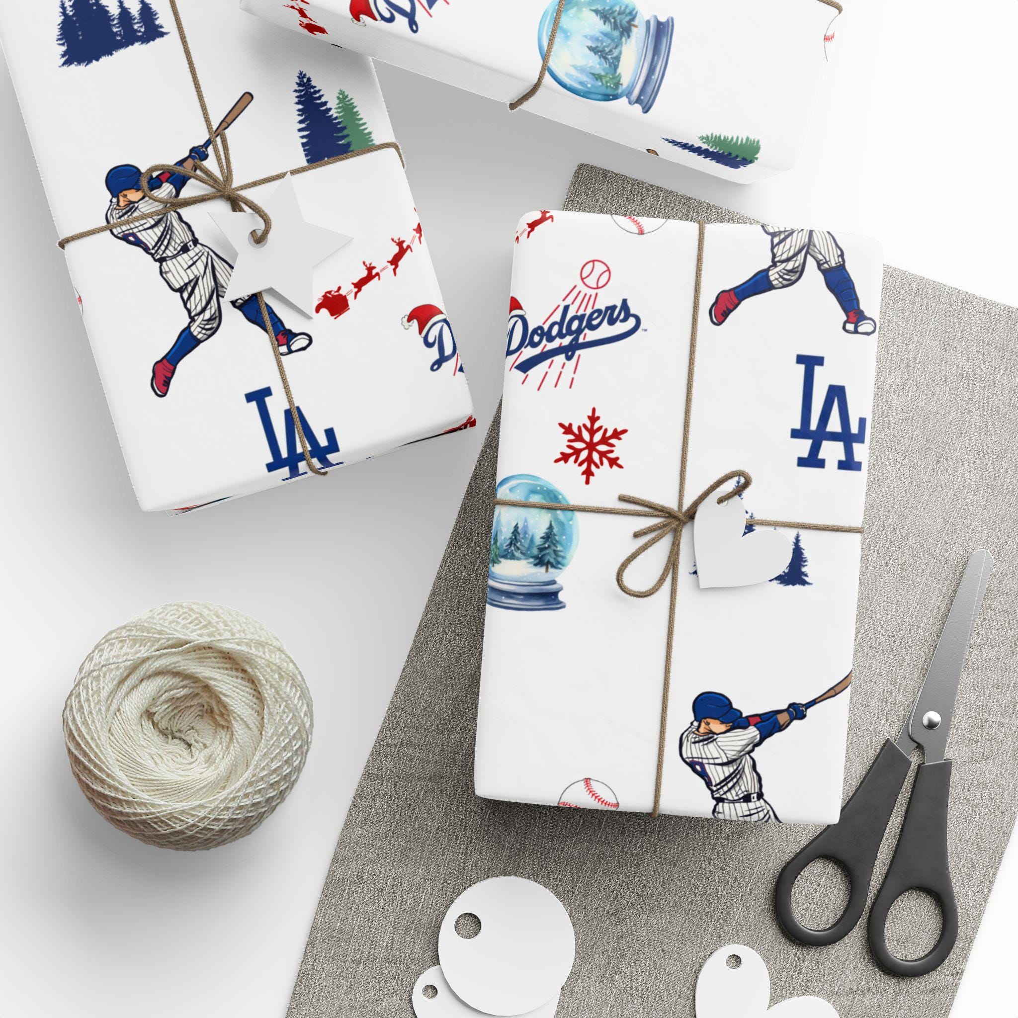 Wrapping Paper Dodger Blue Baseball, Holiday Gift Wrap, Los Angeles ...