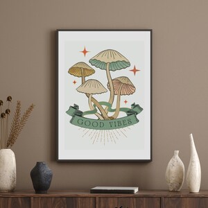 Fungi Fantasy - Enchanted Mushroom Print, Mushroom Digital Wall Art Download, Mushroom Fungi Poster, Forest Print