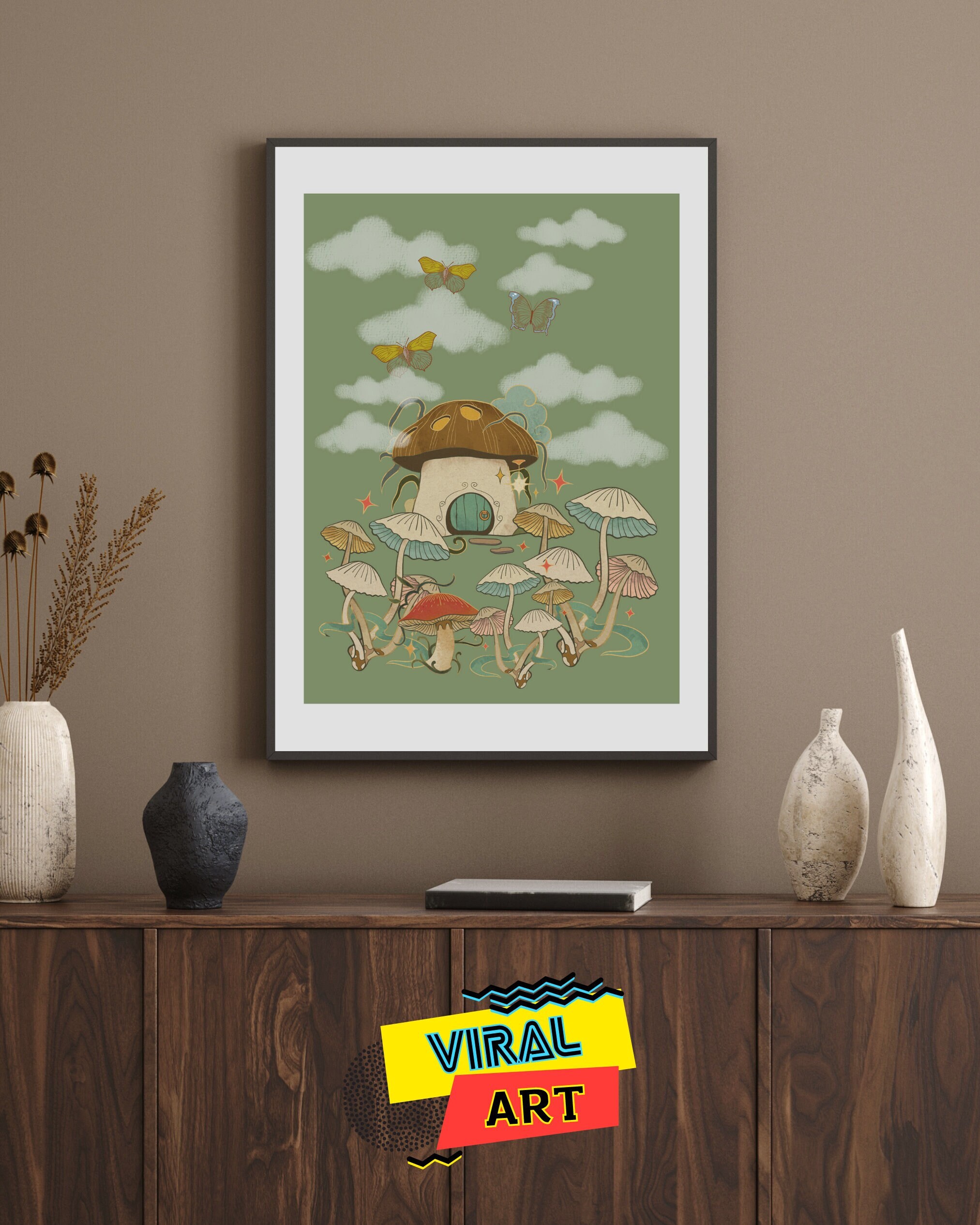 Mushroom Magic - Whimsical Wall Art Print, Mushroom Digital Wall Art ...