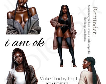 Black Girl Digital Stickers| Precropped Goodnotes| Black Girl Magic| Individual Transparent Stickers|