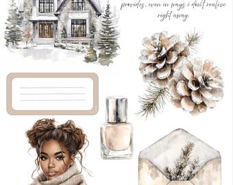 Winter Thankfulness Digital Stickers: Goodnotes Planner Decorations (PDF Instructions Included)