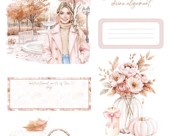 Pink Fall Autumn Digital Stickers| Motivational| Inspiring| Digital Download